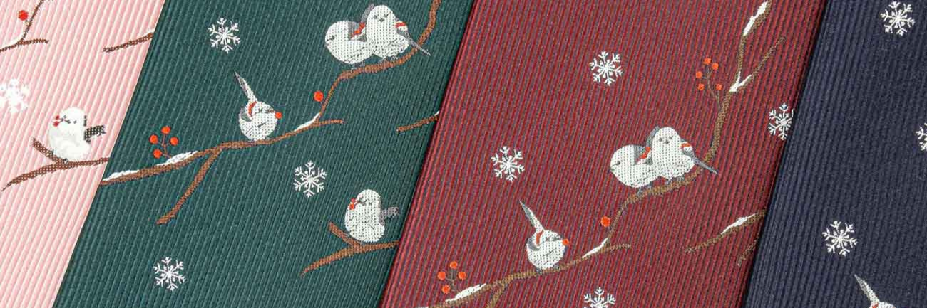 KINSHOKUネクタイ　白樺の森とシマエナガモチーフパネルの画像