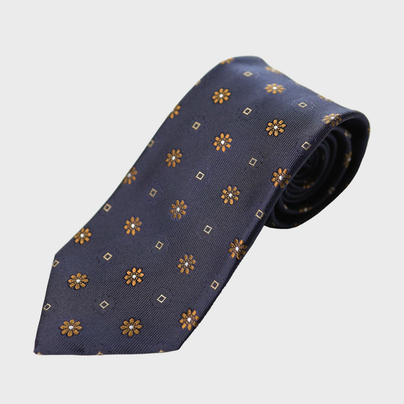 KINSHOKUネクタイ 西陣織花小紋・ネイビー