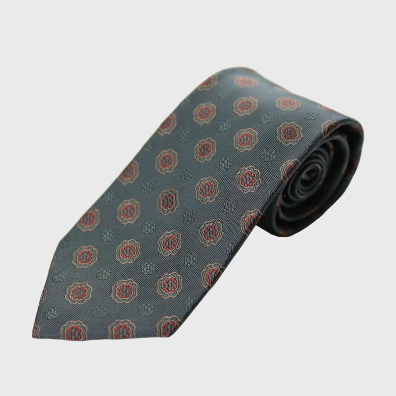 KINSHOKUネクタイ 西陣織メダリオン・カーキ