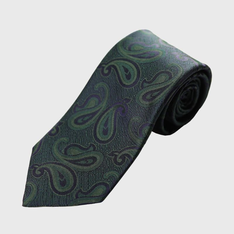 KINSHOKUネクタイ 西陣織ペイズリー・グリーン
