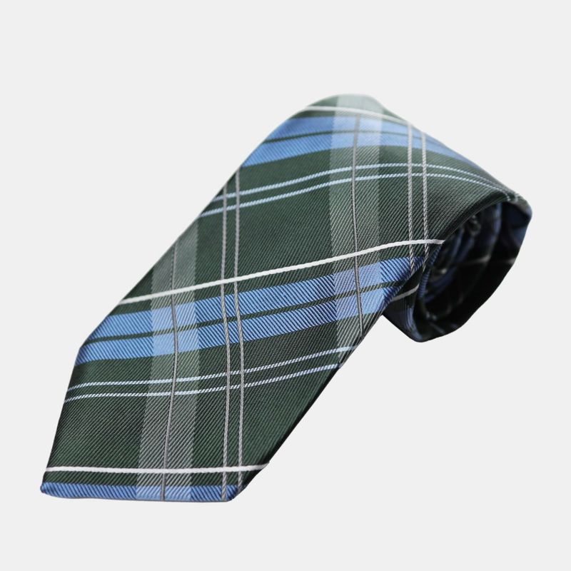 KINSHOKUネクタイ 西陣織チェック・グリーン