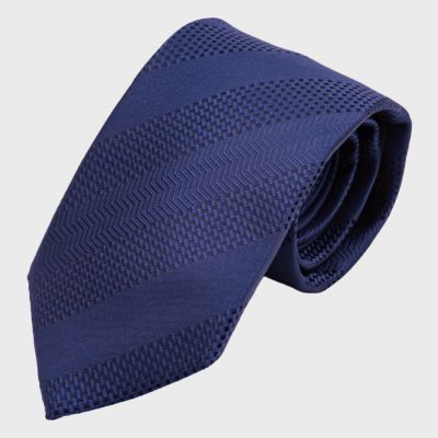 ROYTOUCHネクタイ 純国産リッチガルザストライプ・ブルー