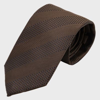 ROYTOUCHネクタイ 純国産リッチガルザストライプ・ブラウン