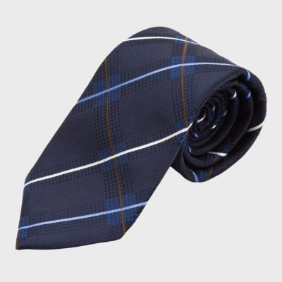 KINSHOKUネクタイ 純国産千鳥チェック・ネイビー