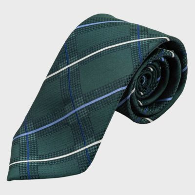 KINSHOKUネクタイ 純国産千鳥チェック・グリーン