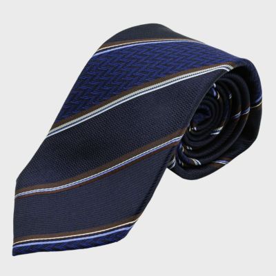 KINSHOKUネクタイ 純国産三崩し小紋・ネイビー