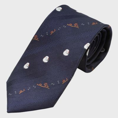 KINSHOKUネクタイ シマエナガモチーフドット・ネイビー | SEIWA ONLINE