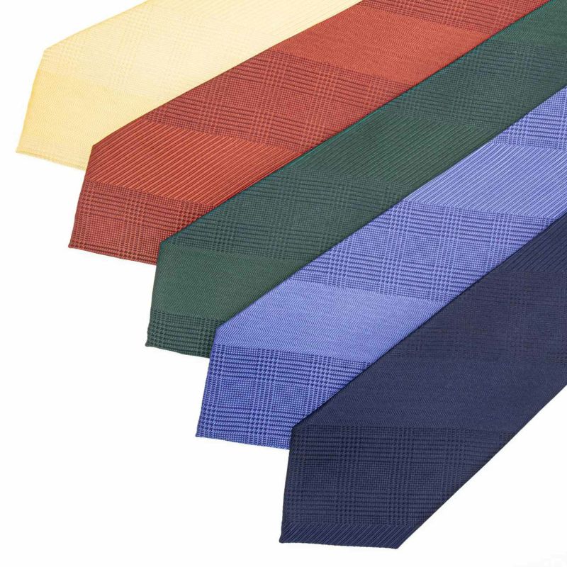 KINSHOKUネクタイ ソリッドグレンチェックストライプ